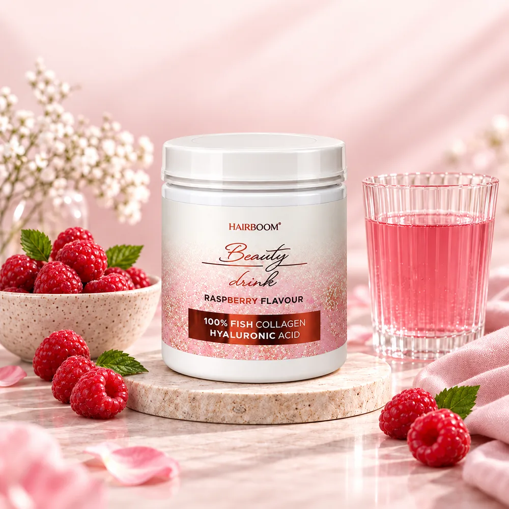 Kolagen Beauty Drink HAIRBOOM z malinami i napojem